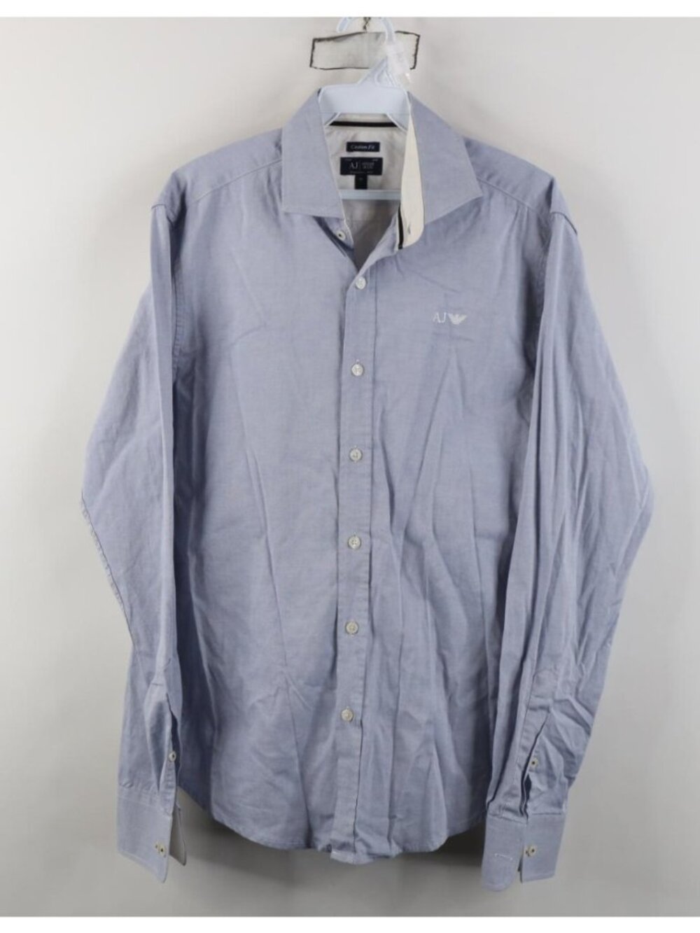 Armani Jeans Mens Medium Faded Custom Fit Chambray Oxford Collared Button Shirt